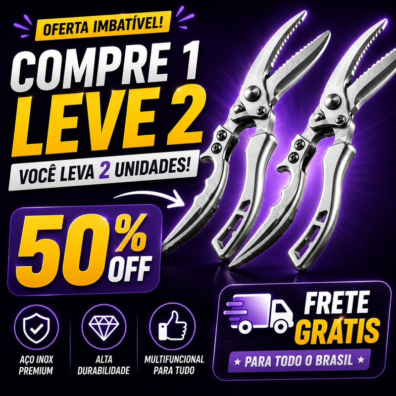 Tesoura Multiuso de Aço Inoxidável  | COMPRE 1 LEVE 2 + Frete GRÁTIS