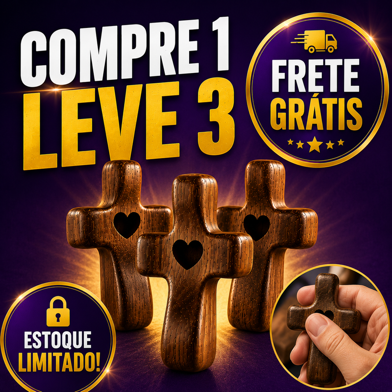 Cruz de Nogueira Sagrada | COMPRE 1 LEVE 3 + Frete GRÁTIS
