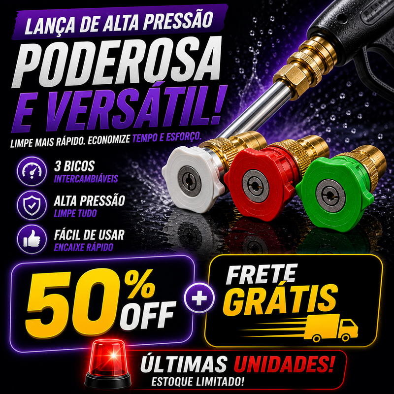 Pistola de Alta Pressão 3 em 1 - Efeito Lava Jato | FRETE GRÁTIS + 50% OFF