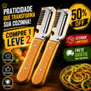 COMPRE 1 LEVE 2 |Descascador Premium 3 em 1 em Aço Inoxidável com Cabo de Madeira | Frete GRÁTIS + 50% OFF