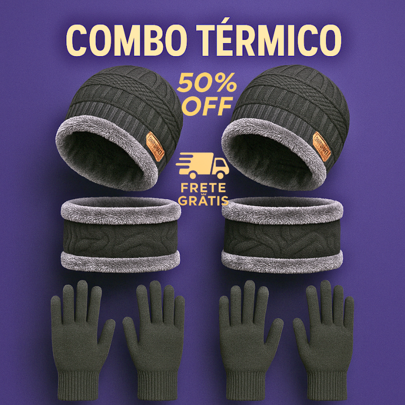 KIT INVERNO - Leve 2 KITS COMPLETOS (Toucas, Cachecol + Luvas IMPERMEÁVEL) + Frete GRÁTIS